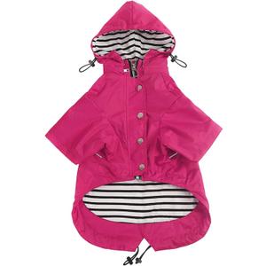 Morezi Dog Zip Up Raincoat with Reflective Buttons, Rain/Water Resistant, Adjustable Drawstring, Removable Hood, Raincoats with Legs 8lbs to 80lbs Pink - XL