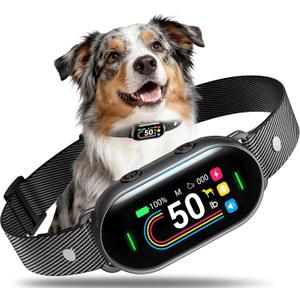 Dog Bark Collar for Small Medium Large Dogs 10-100lbs, Automatic Bark Device with Anti-False Trigger & Bark Count Tracking, 4 Training Modes and 8 Sensitivity to Effectively Stop Barking, Black