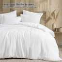 PHF Cotton Muslin Comforter Set Queen 100% Cotton Cover, Ultra Soft & Breathable, 3PCS Lightweight All-Season Bedding with Polyester Fill, 1 Comforter 90"x90" & 2 Pillow Shams 20"x26", White