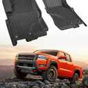 All Weather Guard Floor Mats for Nissan Frontier 2022 2023 2024 2025, Heavy Duty Front Row Liners Custom Fit for Crew/King Cab (S/SV/SL/PRO-X/PRO-4X), Black Anti-Slip Waterproof Carpet Car Accessories