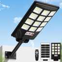Solar Street Lights Outdoor, Waterproof Motion Sensor Solar Powered Lights with Remote Control, 20000LM 6500K Dusk to Dawn Parking Lot Flood Light with 192 LED Beads for Outside, Garage, Yard, 1-Pack