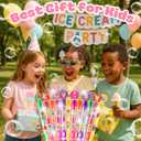 Ice Cream Party Favors for Kids - 24PCS Sweet Dessert Bubble Wands | Birthday Party Supplies, Goodie Bag Fillers, Classroom Rewards, Theme