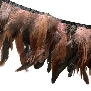 LONDGEN Natural Rooster Feather Width 5-7 inches Craft Feather Fringe Trim Pack of 5 Yard (Pink)