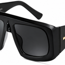 FEISEDY Retro Oversized Avaitor Sunglasses for Women Men Bold Thick Frame Flat Top Shades B0126