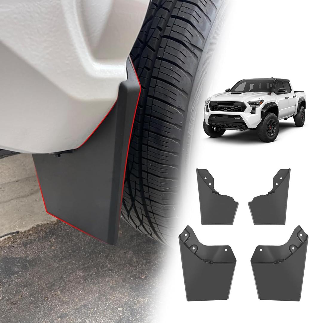 Muslogy Mud Flaps Splash Guards Compatible with Toyota Tacoma 2024 2025 2026 Accessories Front and Rear Mud Guards 4PCS No Drilling Heavy Duty Fender Mudguards Kit with Hardware Accessories