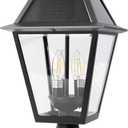 LUTEC Outdoor Solar Lamp Post Light with Motion Sensor, Dusk to Dawn Waterproof Pole Light Head with Three Modes, Exterior Black Solar Powered Fence Post Light Fixtures for Outside