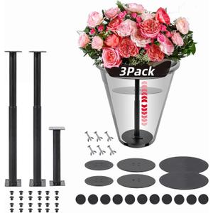 3 Pack Plant Risers for Inside Pots, Adjustable Height 7-22" Metal Planter Lift Inserts Fillers Risers for Indoor Outdoor Large Tall Taper Planter Flower Pot (6" Base,8",10" Top,Black)