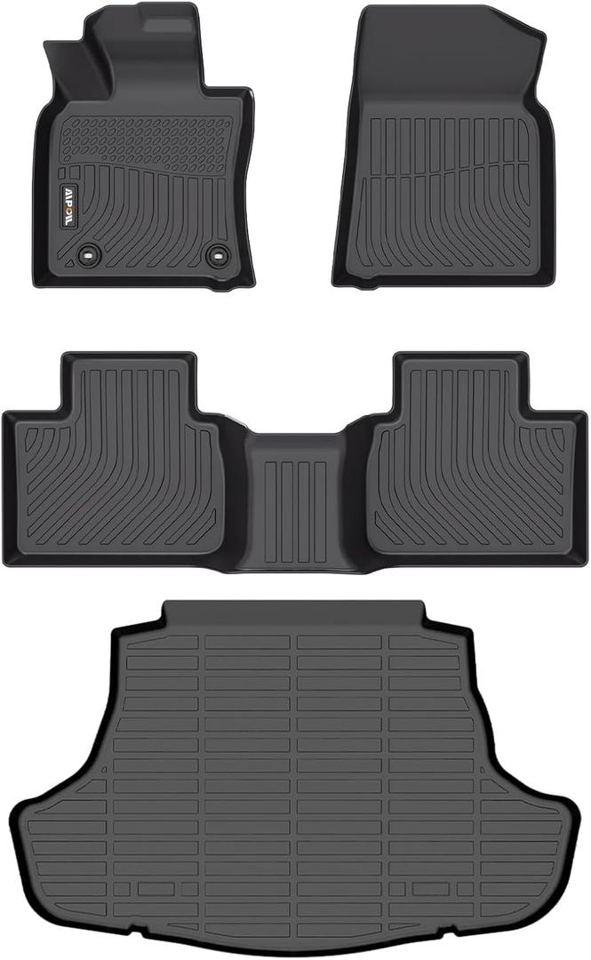 AIPOIL Floor Mats & Cargo Liner Set for 2025 Toyota Camry (Not for Hybrid or AWD) All Weather Protection TPE Anti-Slip Automotive Full Set Custom Car Mats Accessories - Black