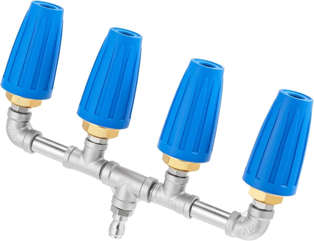 4-in-1 Turbo Nozzle Pressure Washer 4000 PSI 360 Rotating Turbo Nozzle with 1/4 Quick Connector 2.5 Orifice Quadruple Tips
