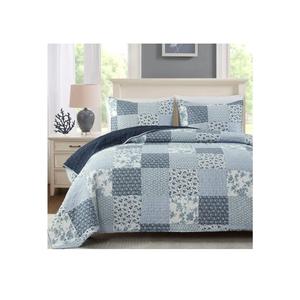 Boryard Twin Size Quilt Set, 2-Piece Lightweight Soft Full Size Quilt Patchwork Bedspread Coverlet Bedding Set with 1 Pillow Sham, Blue Plaid Print