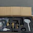 5 Hole Roman Tub Faucet with Hand Shower, Black Deck Mount Tub Filler, Bath Tub Faucet with Handheld Sprayer, 3 Handle Bathtub Faucet Set, Bathroom 5 Piece Brass Tub Faucet with Valve - Huifeidezhu