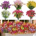 CLEANGOR 12 Pcs Artificial Flowers for Outdoors Decorations (6 Color)