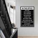YSPCSUN Motivational Canvas Wall Art, In This Office Quote Single Panel Framed Canvas Poster for Living Room Office Decor, Black White Teamwork, 36x24inch