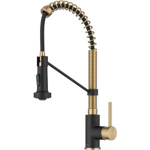 KRAUS Brushed Brass Matte Black Pull Down Kitchen Faucet KPF-1610BBMB
Two-tone mixed metal finish, heavy-duty metal body, ceramic cartridge, durable nylon water lines, ADA-compliant
