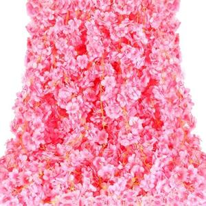 Nuenen 14 Pack 94.4ft Artificial Cherry Blossom Vines Cherry Blossom Flower Garland Hanging Silk Cute Room Decor for Japanese Kawaii Bedroom Party Wedding Spring Home Decorations (Peach Pink)
