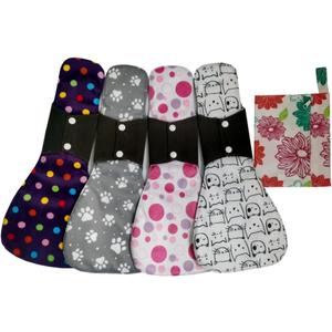 5pcs Set 1pcs Mini Wet Bag + 4 Pieces 16 Inch Ultra-deep Sleep Overnight Charcoal Bamboo Mama Cloth/Menstrual Pads/Reusable Sanitary Pads (AI Flower)