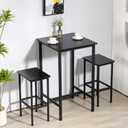 Finnhomy Bar Table, 23.6" Pub High Top, Square Bar Height, Counter Height Cocktail, Small Kitchen Set for 2, Breakfast for Kitchen, Living Room, Rustic Black