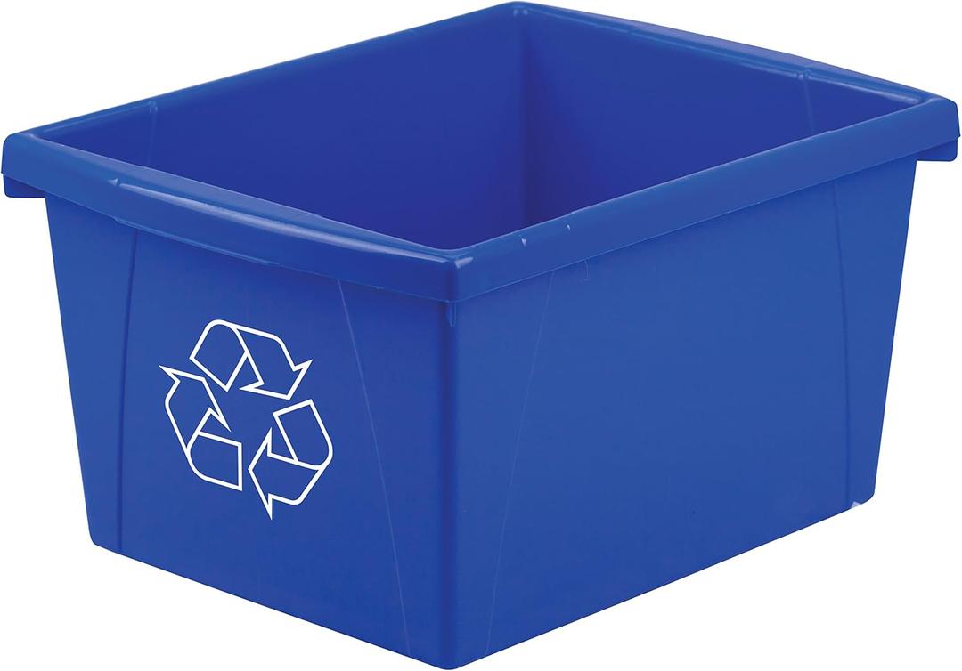 Storex 4 Gallon (15L) Recycle Bin, 14.8 x 7.87 x 11.25 Inches, Blue (61505A06C)