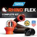Camco RhinoFLEX 15-Ft RV Sewer Hose Kit - Features Clear Elbow Fitting w/Removable 4-in-1 Adapter - Connects to 3 Slip or 3/3.5/4 NPT Threaded Sewer Connection (39770)
