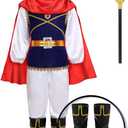 Nuehoryu Prince Charming Costume for Boys Kids Royal Prince King Outfit for Cosplay Party Dress Up(Blue, 5-6 Years)