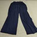 Women's Loose Straight Leg Palazzo Pants High Elastic Waist Causal Trousers with Pockets (XX-Large, Navy Blue)