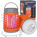 1 Pack Solar Bug Zapper Outdoor Waterproof Mosquito Zappers for Patio, 3 in 1 Cordless Rechargeable Mosquitoes Repellent Outdoor Patio Flashlight, Mosquito Killer Indoor - Orange