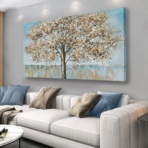 Belmrxne Beach Wall Decor Blue Canvas Wall Art Modern Coastal Aesthetic Canvas Painting Trendy Artwork for Living Room Bedroom Dining Room Office Home Decor 24x48 inch (Blue and White)