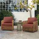 Outdoor Cushions for Patio Furniture Set of 2, 24"x24" Water Repellent Chair Cushions Removable Seat Bottom & Back Cushion Covers for Chair, Sofa, Couch, Dark Yellow Tan Stripe