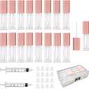 Mini Lip Gloss Tubes Empty With Wand Diy Lipgloss Making Kit For Small Businesses Pink Cute Containers Empty Lip Balm Tubes16PCS