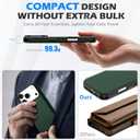 SHIELDON Slim Genuine Leather Wallet Case for iPhone 17 Pro 6.3 Inch 5G 2025 | Wireless Charging | RFID Blocking Credit Card Holder | Magnetic Closure | Full Protective Phone Cover | Evergreen