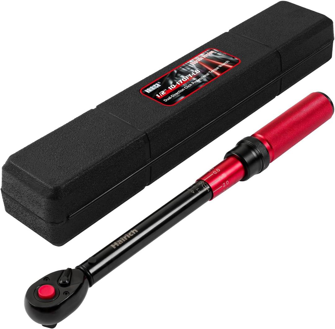 Hairich 1/2 Inch Drive Click Torque Wrench, Dual-direction Torque Wrench 10-170.0ft.lb/13.60-230.5Nm, 72-tooth Torque Wrenches with Dual Range Scales, 3% High Precision For Bike
