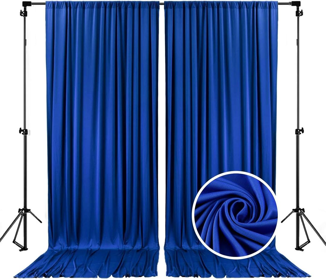 10 x 10 Feet Blue Backdrop Curtain for Partie, Background Curtains for Photoshoot, Birthday, Wedding, Halloween, Thanksgiving, Christmas, New Year Party Decorations 5Ft x 10Ft, 2 Panels