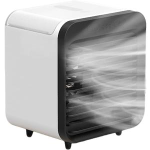 Portable Air Cooler Fans Small Desktop Water-cooled Evaporative Air Conditioner Fan with Ice Box Rechargeable USB Charge 3 Adjustable Wind Speed Battery Powered Mini Fan for Office Home (Black)