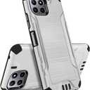 TJS Compatible for Boost Mobile Celero 5G Plus 2023 7.0" Case (Plus Version Only), Magnetic Support Hybrid Shockproof Metallic Brush Finish Phone Case (Silver)