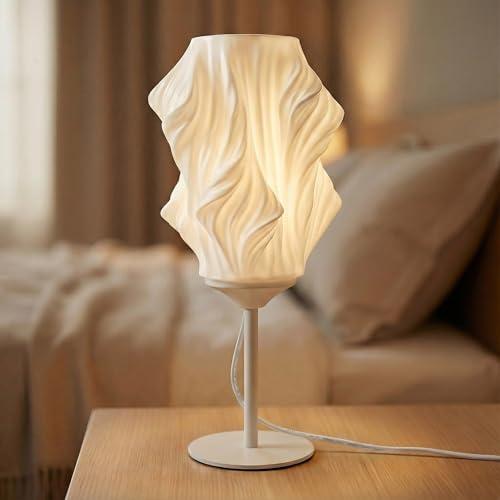 Bedside Lamps for Bedroom, 3 Way Dimmable Touch Table Lamp with LED Light Strip, Modern LED Desk Lamp with 3D Printed PVC Lampshade, Nightstand Lamp for Living Room, Office, Kitchen, Dorm Room