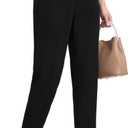 Houmous Womens Cotton Barrel Pants 26" 28" Stretch Lounge Golf Travel Casual Slacks Belt Loops Pockets
