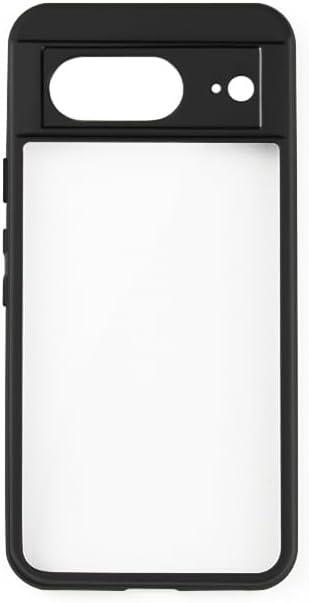 Compatible with Google Pixel 8 5G Cover,(TPU Soft Edge+PC Backplane) 2 in 1 Translucent Phone Case Black