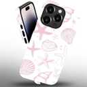 ZHEGAILIAN Case Compatible with iPhone 14 Pro Max, Cute Light Pink Shells Design Phone Case, Matte Mixed Double-Layer Hard Shell+Soft Silicone TPU Shock Protective