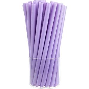 6 Inch Boba Straws, 
100 Count Pointed Tip Purple Plastic Extra Wide Bubble Tea Straws - For Thick Drinks, Durable, Sturdy, Unwrapped For Juice Bars & Restaurants