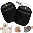 1 Pair Pet Hair Removal Gloves, Reusable Five-Finger Electrostatic Grooming Remover Gloves with Comb Brush Tool Supplies for Cat Dog Hair Removal on Furniture Couch Pet Bed Carpet Rug Curtains