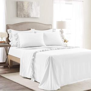 Lush Decor Reyna Ruffle, Full, White 6 Piece Set