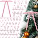 gisgfim 48 PCS Pink Velvet Bows for Christmas Tree 5 x 7 Inch Rustic Velvet Staircase Wreath Bows Pre-Tied Ribbon Crafts Gift Bow for Xmas Topper Garland Ornament Home Door Indoor Outdoor Decorations