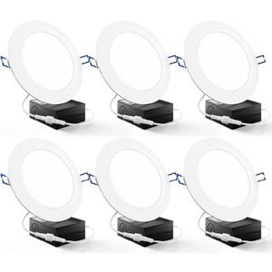 Sunco 6 Pack Recessed Lighting 6 Inch LED, Canless Ceiling Lights Slim with Junction Box, 850 LM, 14W (100W Equivalent), 4000K Cool White, Dimmable, Wafer Thin, 50000 Lifetime Hours ETL.
