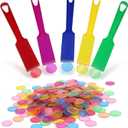 Upgraded Bingo Set, 5-Pack Bingo Wand& 100 Metal Bingo Chips, Random Colors - Large Group Game, Family Night, Sensory Activity, Educational Science Tool