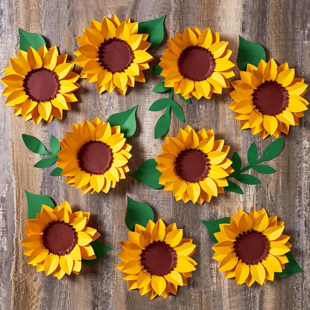 OBBOLO Paper Sunflowers Decorations for Wall, 3D Paper Sunflower Birthday Decorations, Sunflower Bulletin Board Decorations for Classroom, Yellow Flowers Wall for Summer Party, Nursery Room