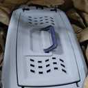 Amazon Basics Sturdy Portable 2-Door Top-Load Hard-Sided Pet Travel Carrier with Secure Ventilation, Handle, Front & Top Entry for Dogs, Cats, 22.8"L x 15"W x 13"H, Gray & Blue
