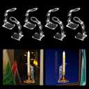 8 Pcs Electric Window Candle Lamp Holders Clear Plastic Window Candle Holders Straps with Strong Suction Cups for Flameless Led Halloween Christmas Candles
