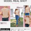 SHEWIN Womens Summer Tops Crewneck Short Sleeve T Shirts Casual Patchwork Hollow Out Loose Tank Top (Beige, M)