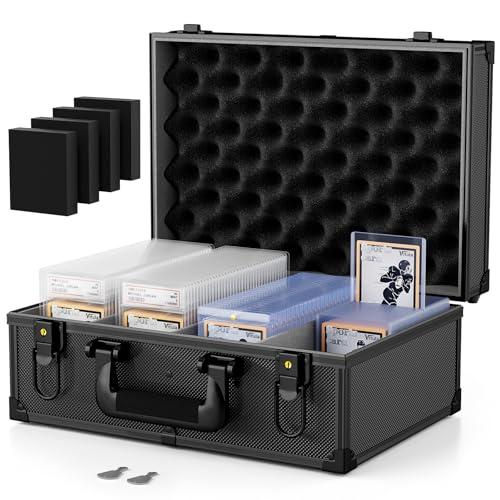 Vitula Card Case Fits for 600 Toploaders or 120 PSA Slabs or 120 Magnetic Card Holders, Trading Cards Storage Box Fits for TCG, Sports Cards, PSA Graded Slabs, Lockable Sports Cards Case (L, Black)