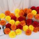 40Pcs 2.75'' Marigold Flowers Heads Bulk, Silk Marigold Artificial Flowers for Diwali Home Decor DIY Wreath Garland Craft Baby Shower Wedding Mexican Party Decoration Halloween New Year DecorMix-1